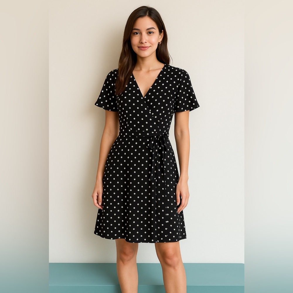 Monteau Black and White Polka Dot Mini Dress